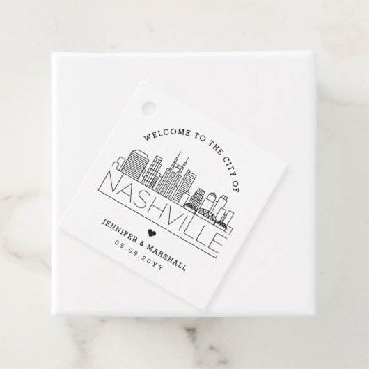 Nashville Skyline | Bruiloft Welkom Favor Bedankjes Labels (In situ)