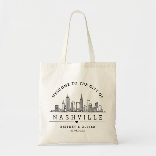 Nashville Skyline Canvas tas – Aangepaste bruiloft (Voorkant)