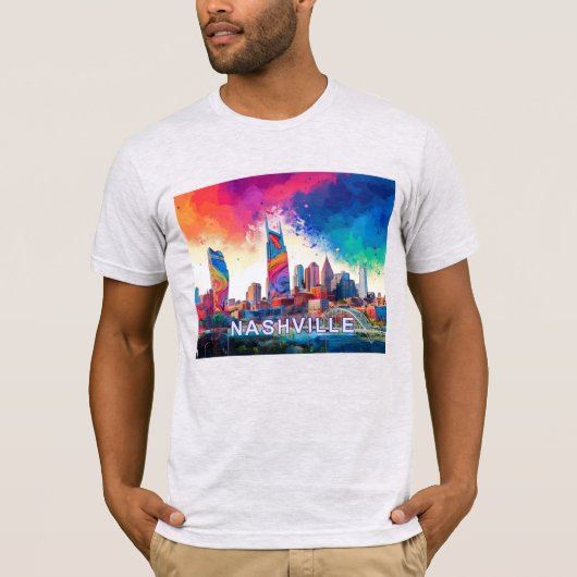 Nashville Skyline Graffiti Art T-shirt (Voorkant)