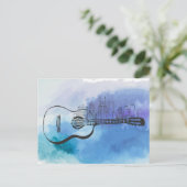 Nashville Skyline Guitar Waterverf Design Briefkaart (Staand voorkant)