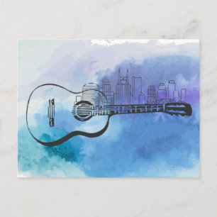 Nashville Skyline Guitar Waterverf Design Briefkaart