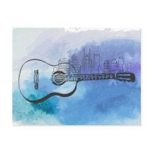 Nashville Skyline Guitar Waterverf Design