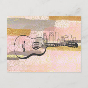 Nashville Skyline Guitar Waterverf Design Briefkaart