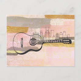 Nashville Skyline Guitar Waterverf Design Briefkaart