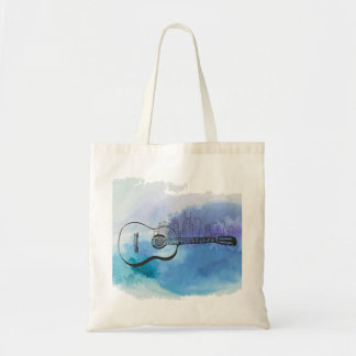 Nashville Skyline Guitar Waterverf Design Tote Bag