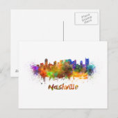 Nashville skyline in watercolor briefkaart (Voorkant / Achterkant)