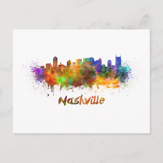Nashville skyline in watercolor briefkaart (Voorkant)