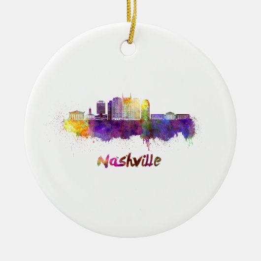 Nashville skyline in waterverf keramisch ornament (Voorkant)