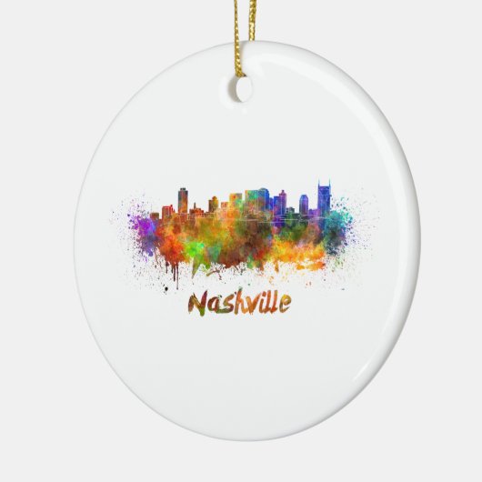 Nashville skyline in waterverf keramisch ornament (Links)