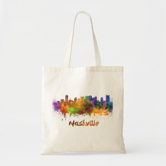 Nashville skyline in waterverf tote bag (Voorkant)