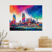 Nashville Skyline Kleurrijke Graffiti Urban Art Poster (Keuken)
