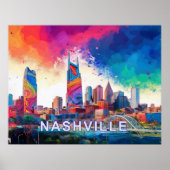 Nashville Skyline Kleurrijke Graffiti Urban Art Poster (Voorkant)