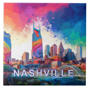Nashville Skyline Kunst Tegeltje