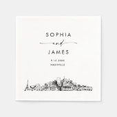 Nashville Skyline moderne bruiloft cocktail Servet (Voorkant)
