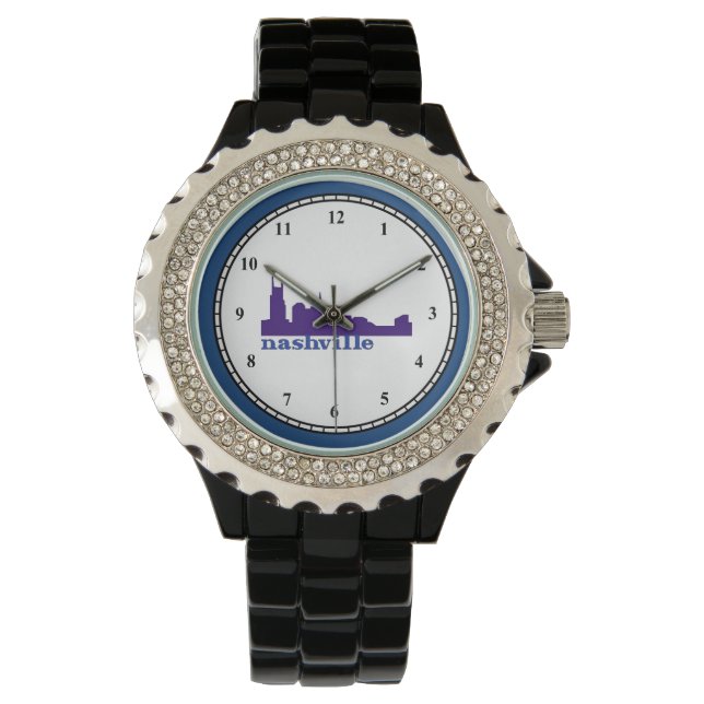 Nashville Skyline Paars Horloge (Voorkant)