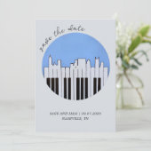 Nashville Skyline Piano Music Record opslaan Datum Kaart (Staand voorkant)