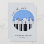 Nashville Skyline Piano Music Record opslaan Datum Kaart (Voorkant / Achterkant)