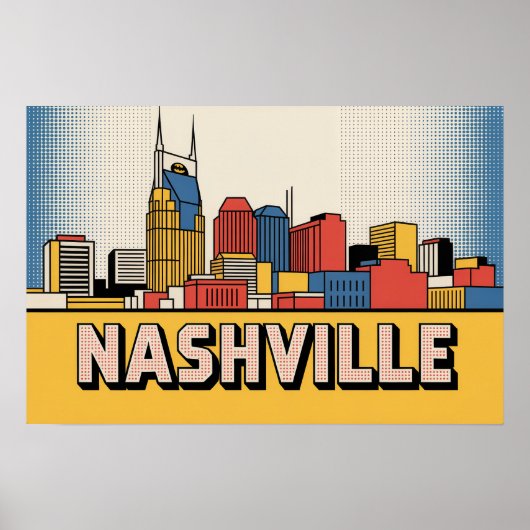 Nashville Skyline Poster – Bold Tennessee Pop Art (Voorkant)