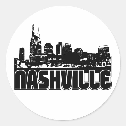 Nashville Skyline Ronde Sticker (Voorkant)