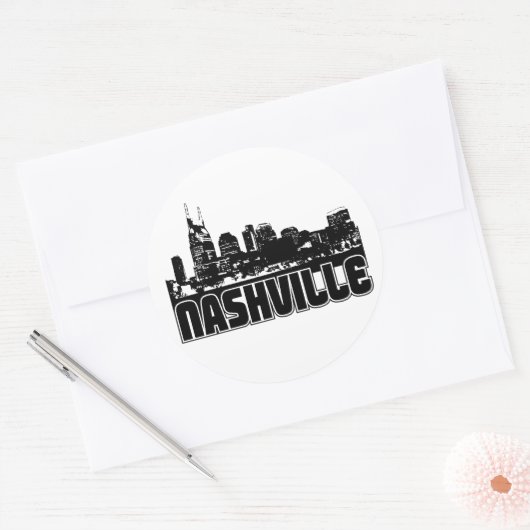 Nashville Skyline Ronde Sticker (Envelop)