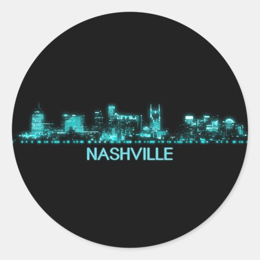 Nashville Skyline Ronde Sticker (Voorkant)