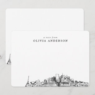 Nashville skyline schets gepersonaliseerde notitie notitiekaartje