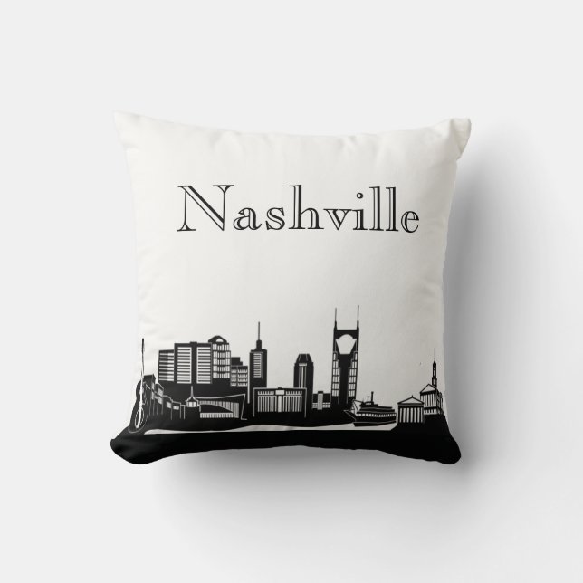 Nashville Skyline Silhouette Front/ Xray Back Kussen (Voorkant)