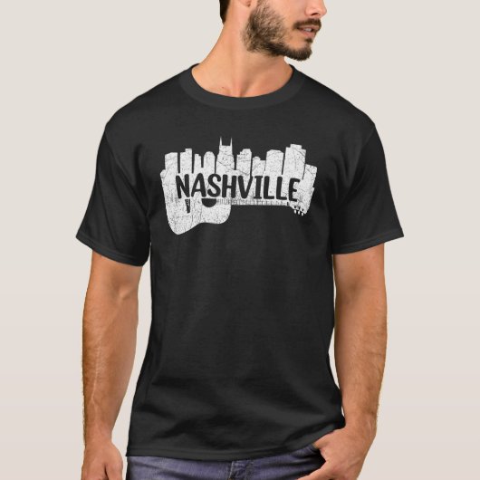 Nashville Skyline Tennessee Country Music Guitar P T-shirt (Voorkant)