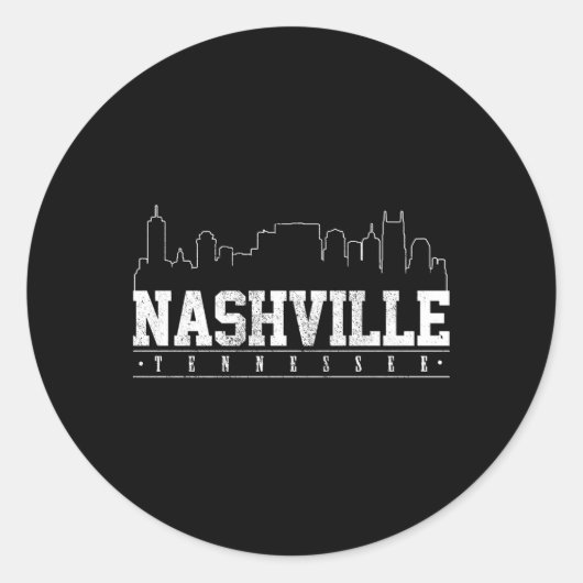 Nashville Skyline Tennessee Music City Ronde Sticker (Voorkant)