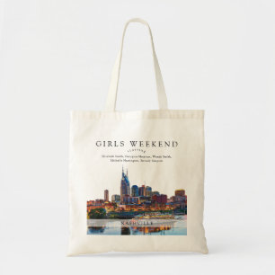 Nashville Skyline Watercolor Meisjes Weekend Tote Bag