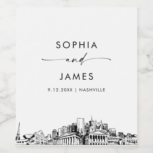 Nashville Skyline Wijn Etiket (Enkel label)