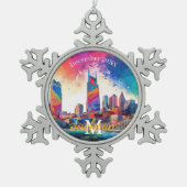 Nashville Snowflake Pewter Kerstversiering Tin Sneeuwvlok Ornament (Voorkant)