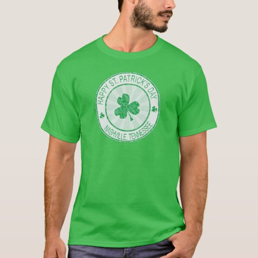 Nashville St. Patrick's Day Mannen Green T-Shirt (Voorkant)