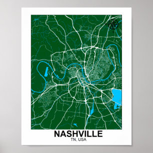Nashville Stadsplattegrond Poster