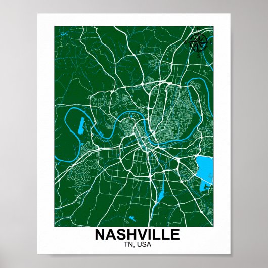 Nashville Stadsplattegrond Poster (Voorkant)