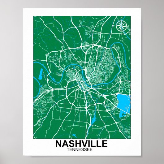 Nashville Stadsplattegrond Poster (Voorkant)