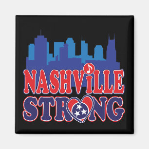 Nashville-sterk-silhouet-en-muzieknoot Magneet