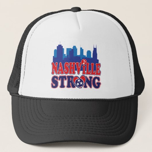 Nashville-Strong-Skyline-and-Music-Note Trucker Pet (Voorkant)
