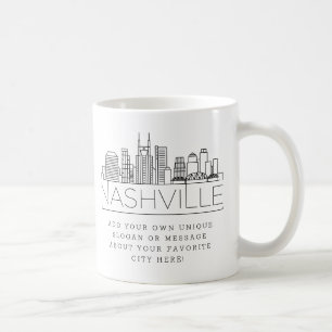 Nashville Stylized Skyline   Aangepaste slogan Koffiemok