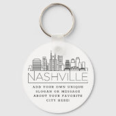 Nashville Stylized Skyline | Aangepaste slogan Sleutelhanger (Voorkant)