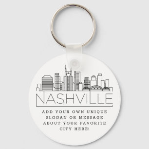 Nashville Stylized Skyline Aangepaste slogan Sleutelhanger
