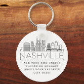 Nashville Stylized Skyline | Aangepaste slogan Sleutelhanger (Voorkant)
