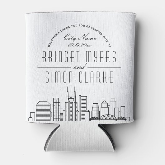 Nashville Stylized Skyline | Koelbox voor weddensc Blikjeskoeler (Voorkant)