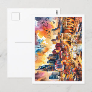 Nashville Tennesse USA Beroemde Plaats waterverf Briefkaart