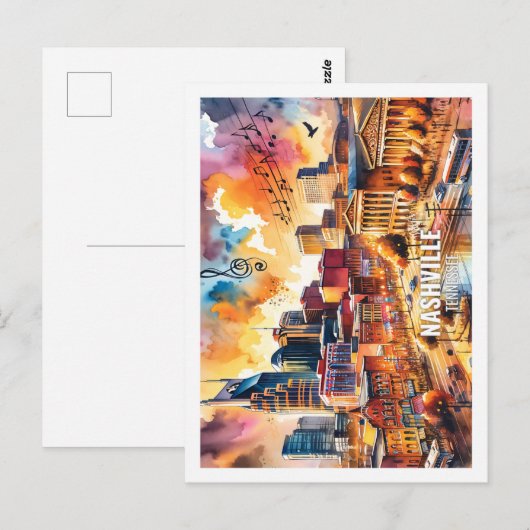 Nashville Tennesse USA Beroemde Plaats waterverf Briefkaart (Voorkant / Achterkant)