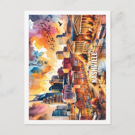 Nashville Tennesse USA Beroemde Plaats waterverf Briefkaart (Voorkant)