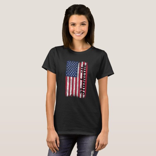 Nashville Tennessee Amerikaanse vlag Patriottische T-shirt (Voorkant volledig)