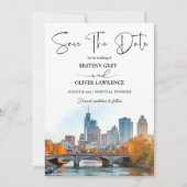 Nashville Tennessee Aquarel Skyline Save The Date (Voorkant)