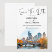 Nashville Tennessee Aquarel Skyline Save The Date (Voorkant / Achterkant)