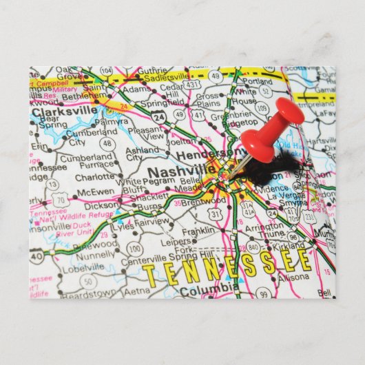 Nashville, Tennessee Briefkaart (Voorkant)